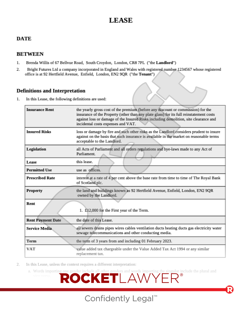 Free Commercial Lease Template FAQs Rocket Lawyer UK